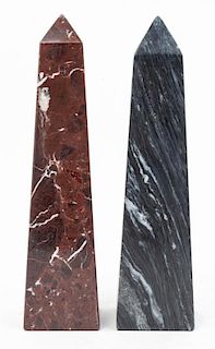 * Two Marble Obelisks Height 12 inches.