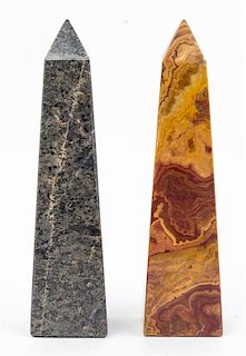 * Two Marble Obelisks Height 8 inches.