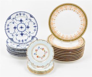 A Set of Eight Royal Copenhagen Porcelain Dessert Plates Diameter of first 7 1/2 inches.