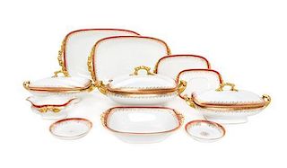 * A Group of Limoges Porcelain Dinnerware, Jean Pouyat, retailed by Wanamaker Width of first over handles 12 3/4 inches.