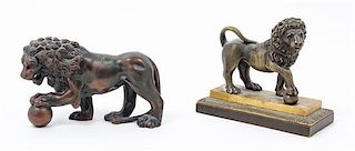 Two Cast Metal Animalier Figures Length of larger 6 1/4 inches.