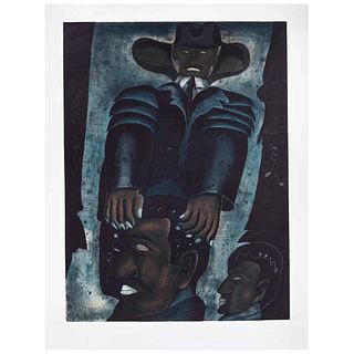 JAVIER ARÉVALO, El chingon, Firmado y fechado Mex 01, Grabado al aguatinta 89/100, 87 x 77 cm