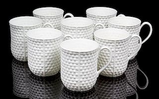 * A Set of Ten Irish Porcelain Mugs Retailed by Tiffany & Co. Height 3 7/8 inches
