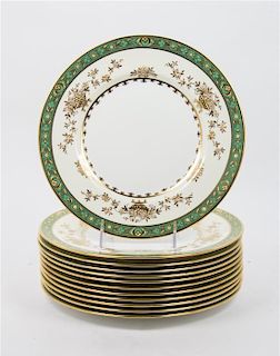 * A Set of Twelve Minton Dinner Plates, Retailed by Tiffany & Co. Diameter 10 5/8 inches.