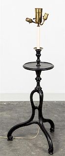 * A Regency Style Ebonized Candlestand Lamp Height overall 48 1/2 inches.