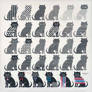 PEDRO FRIEDEBERG, ¡Gatos de todas las naciones únanse!, Firmada, Serigrafía 96/120, 58 x 58 cm, con sello.
