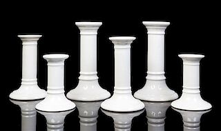Six Doulton Candlesticks Height of tallest 6 7/8 inches.