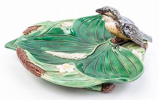 An English Majolica Leaf Form Dish Length 12 inches.