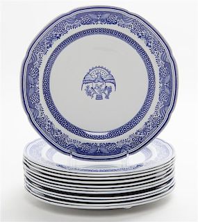 A Set of Twelve Copeland Spode Dinner Plates Diameter 10 1/4 inches.