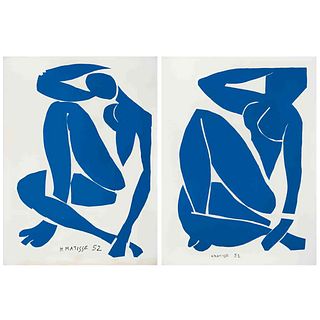 HENRI MATISSE, De la serie Blue Nude, Firmadas y fechadas H. Matisse en malla, Serigrafías S/N, 59 x 44 cm c/u, pzs: 2