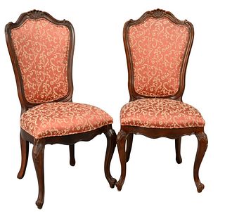 Set of 14 Louis XV Style Side Chairs, in custom silk upholstery, height 40 inches.