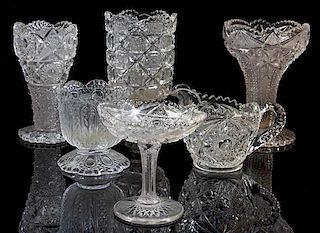* A Collection of Cut, Pressed and Molded Glass Articles Height of tallest 8 inches.