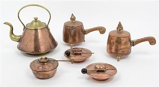 * A Collection of Copper Articles Diameter of cauldron 14 inches.
