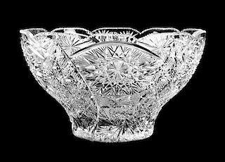 * An American Cut Glass Punch Bowl Height 7 1/2 x diameter 12 7/8 inches.