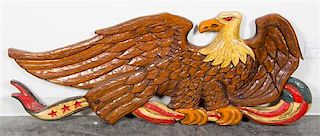 A Polychrome Carved Wood Wall Hanging Width 56 1/2 inches.