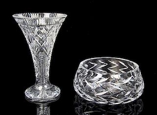 Two Waterford Glass Articles Height 10 inches.