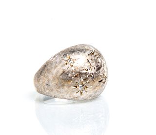 Vintage 14K White Gold Diamond Dome Ring