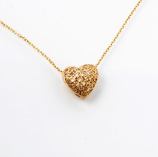 14K Gold and Diamond Heart Necklace