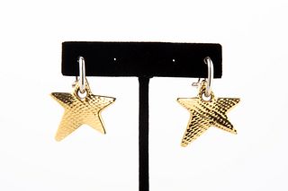 Two Tone 14K Hoops with Stars