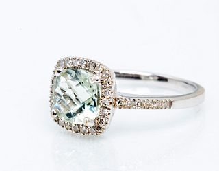 14K Diamond and Green Amethyst Ring