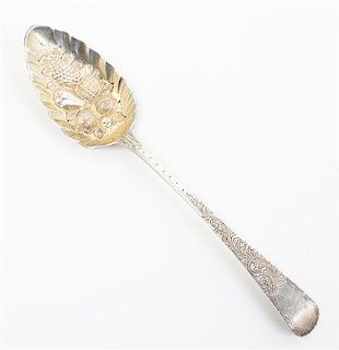 * A George III Silver Berry Spoon, Solomon Houghman, London, 1796,