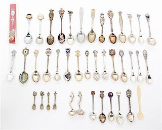 A Collection of English and Continental Souvenir Spoons, PRIMARILY 20TH CENTURY, comprising examples in silver and silver-plate,