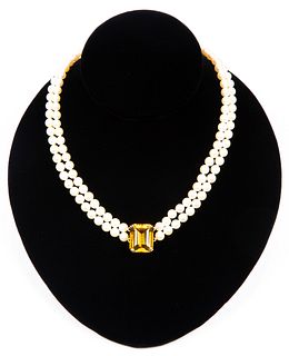 Pearl and Citrine 14K Necklace