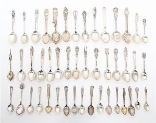 A Collection of American Souvenir Spoons, 20TH CENTURY, comprising silver and silver-plate examples; including New York, Virgini