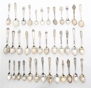 A Collection of American Souvenir Spoons, 20TH CENTURY, comprising silver and silver-plate spoons; including Chicago and Midwest