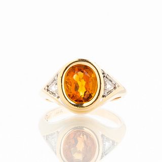 Citrine and Diamond Ring in 14K Gold