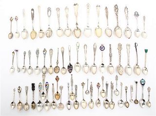 A Collection of Souvenir and Other Spoons, 20TH CENTURY, comprising silver and silver-plate spoons; including international souv