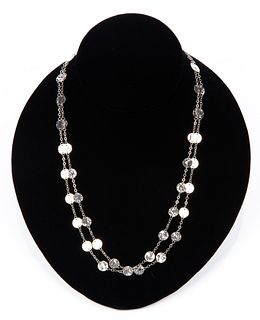 14K White Gold Disk Necklace