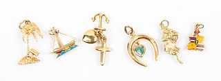 Lot of Six Yellow Gold Charms