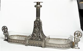 A Silver-Plate Centerpiece Height 13 x width 26 inches.