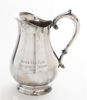 An American Silver-Plate Water Pitcher, Reed and Barton, Taunton, MA, Jamestown pattern, the body engraved Indian Hills Club Pre