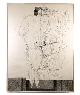 Joseph Glasco, Standing Nude, Ink on Paper