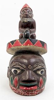 * A Polychrome Decorated Wood Figural Group Height 18 inches.