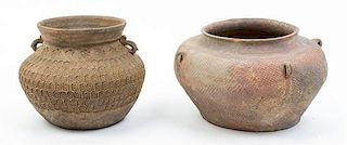 * Four Neolithic Style Pottery Vessels Height of first 6 1/4 inches.