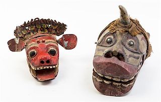 * Three Southeast Asian Barong Masks Width of largest 21 1/4 inches.