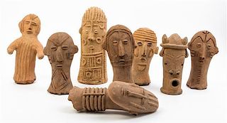 * A Group of Akan Style Heads Height of tallest 11 1/2 inches.