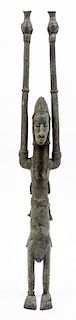 * An African Cast Metal Maternity Figure Height 27 1/8 inches.