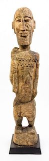 * A Carved Wood Figure Height of figure overall 32 inches.