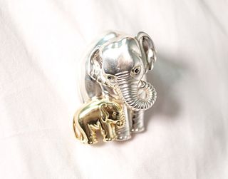 Tiffany & Co 18k YG 925 Elephant Brooch Pin 1994