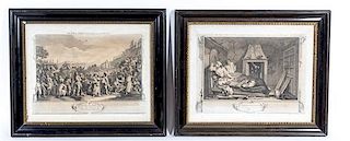 HOGARTH, WILLIAM. A group of 11 engravings by Hogarth, uniformly framed.