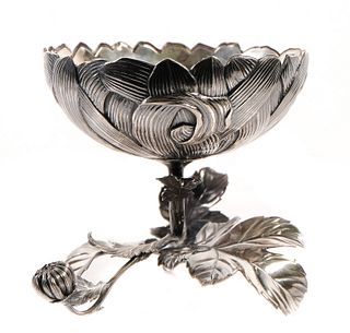 Fine Chinese Pure Silver Compote w/Liner
