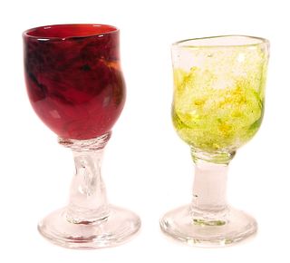 Two Hand Blown Freeform Drinking Glasses