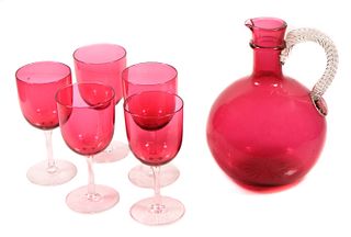 Bristol Victorian Cranberry Glass Drinks Set