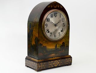 GILBERT PAINTED AND LACQUERED WOOD MANTEL CLOCK