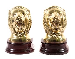 Vintage 1980's Brass Lion Head Bookends