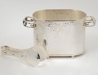 EMILIA CASTILLO SILVER PLATED ICE BUCKET AND TONGS